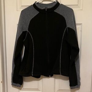 Kuhl Women's Alfpaca Fleece Full Zip Jacket Dark Brown & Blue Thumbholes SZ L